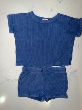 Cat & Jack Blue Waffle Knit Short Set
